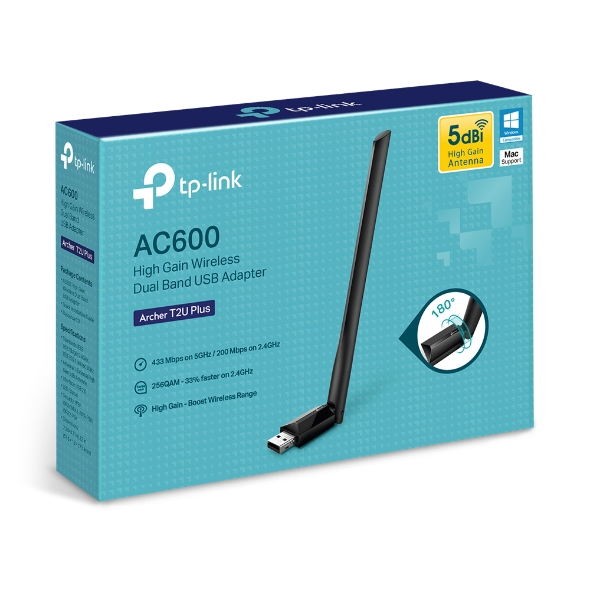 TP-Link Archer T2U Plus AC600 High Gain Dual Band Wi-Fi USB Adapter - Image 7