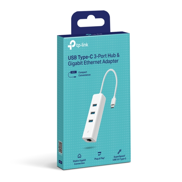 TP-Link UE330C USB Type-C to Gigabit Ethernet Adapter with 3-Port USB 3.0 Hub - Image 4