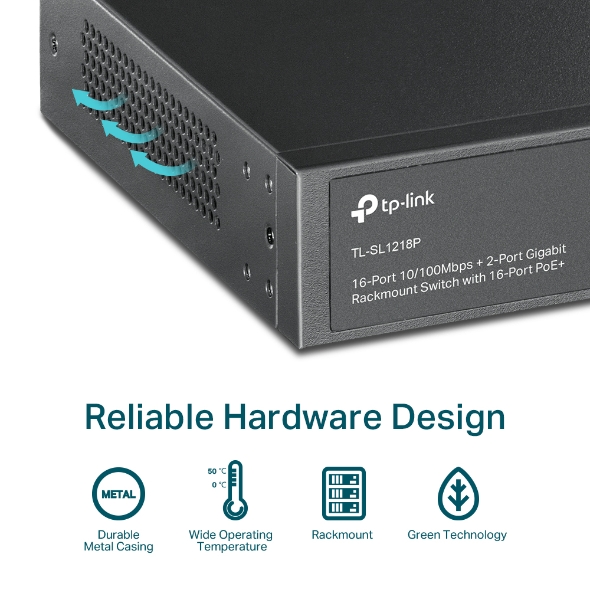 TP-Link TL-SL1218P 18-Port 10/100Mbps PoE+ Switch - Image 8